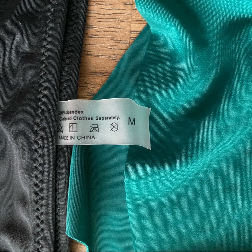 Women's Teal Ruffle Swim Top with Black Swim Bottoms - Picture 3 of 4